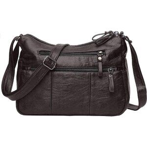 🆕Volganik Rock PU Leather Shoulder Bag Women Brown Soft Pocketbooks Purse